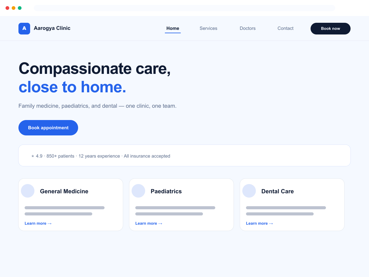Care template mockup