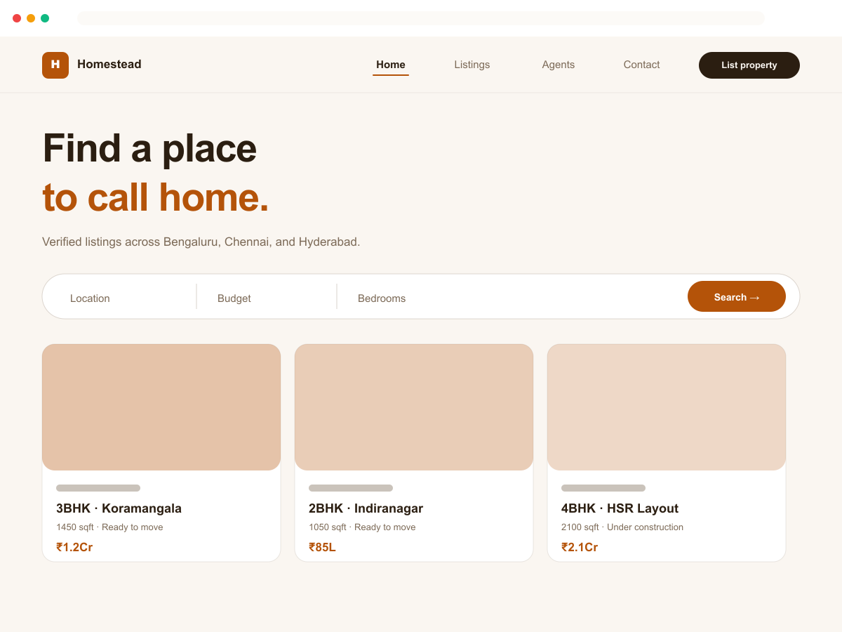 Homestead template mockup